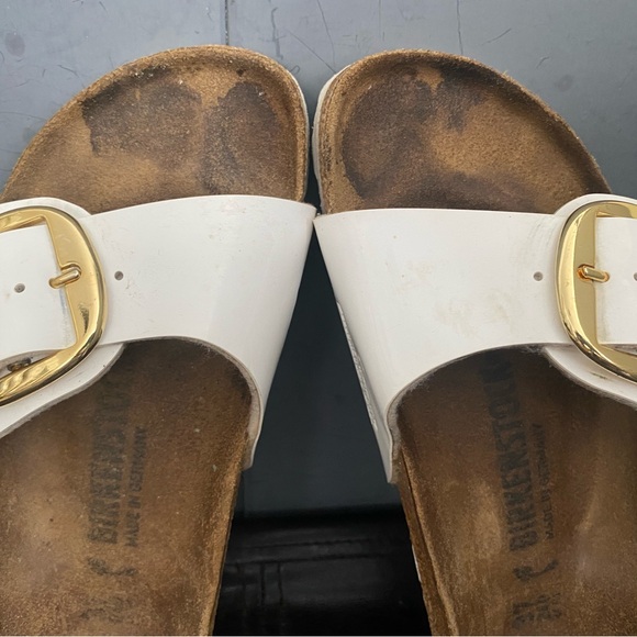 Birkenstock MADRID With Gold BIG BUCKLE Sandal in White Sz 37/6 Women’s - Picture 3 of 10